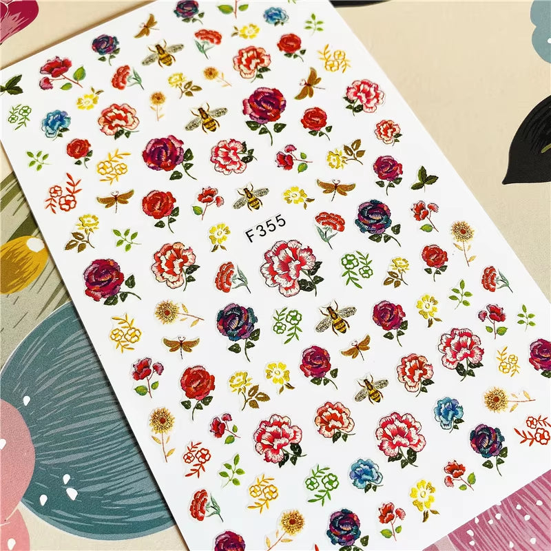 Red Rose Flower of Love Series 3D Back Glue Nail Decal Nail Sticker Nail Decoration Nail Art Nail Tool Nail Ornament