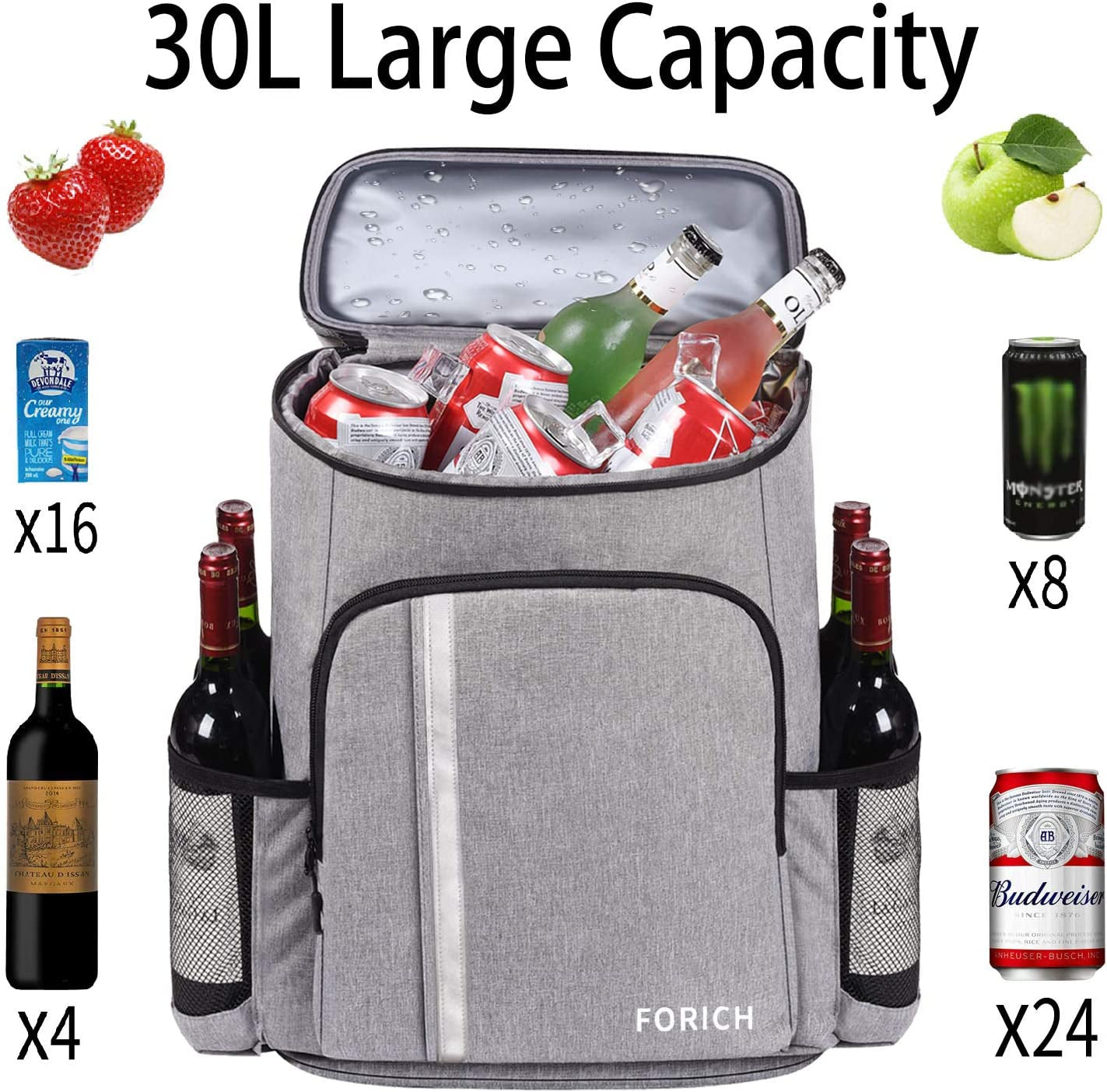 Leakproof Insulated Backpack Cooler - Lightweight Waterproof Bag for Men & Women, Perfect for Work, Lunch, Picnics, Camping & Hiking - Holds 30 Cans