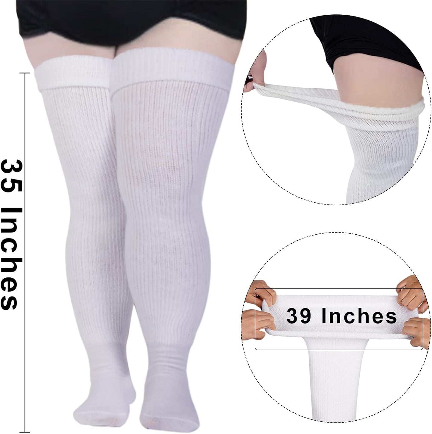 Plus Size Womens Thigh High Socks for Thick Thighs- Extra Long & Thick over the Knee Stockings- Leg Warmer Boot Socks
