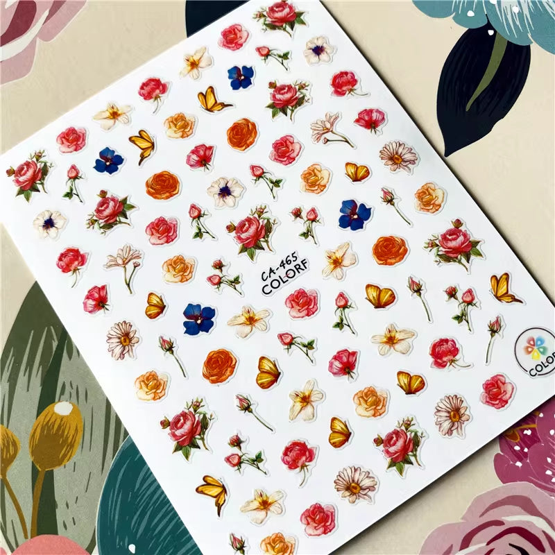 Red Rose Flower of Love Series 3D Back Glue Nail Decal Nail Sticker Nail Decoration Nail Art Nail Tool Nail Ornament