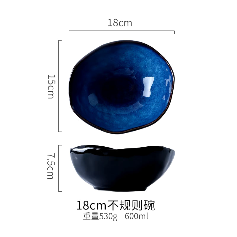 Creative Japanese-Style Ceramic Tableware Household Dishes Irregular Noodle Bowls Soup Bowls Fish Dishes Sushi Sashimi Dishes