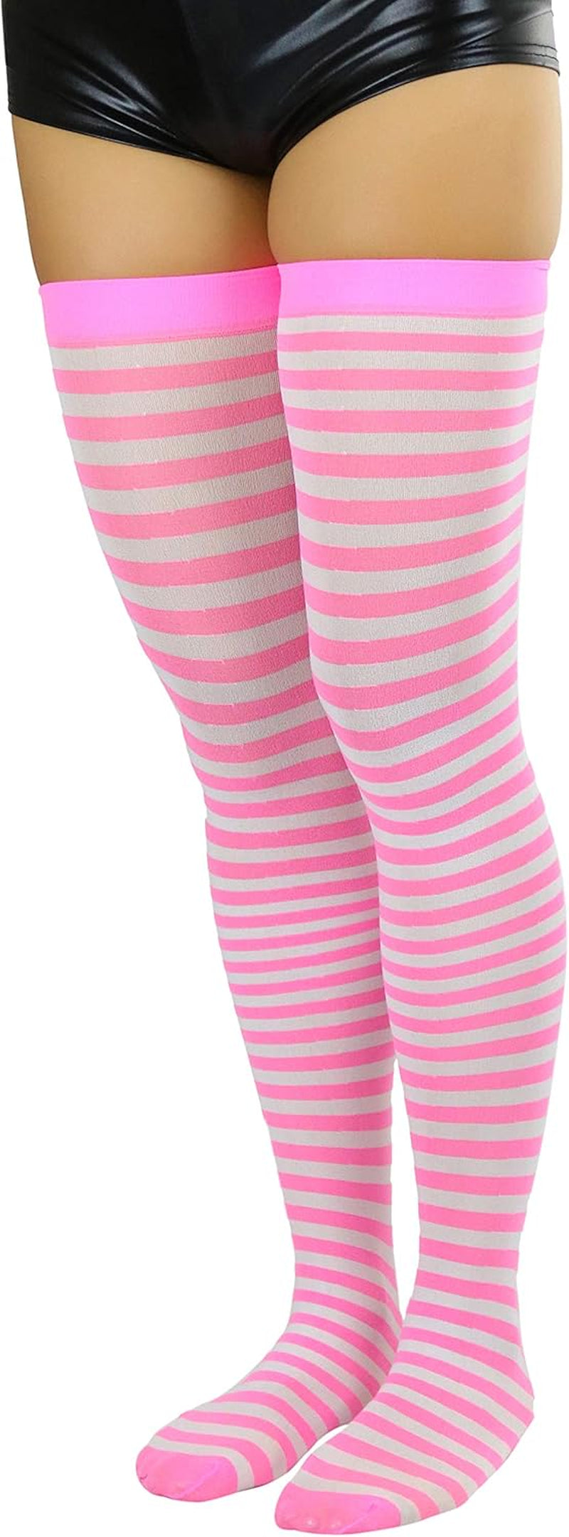 Women’S Opaque Hosiery Thin Striped Thigh High Long Stocking