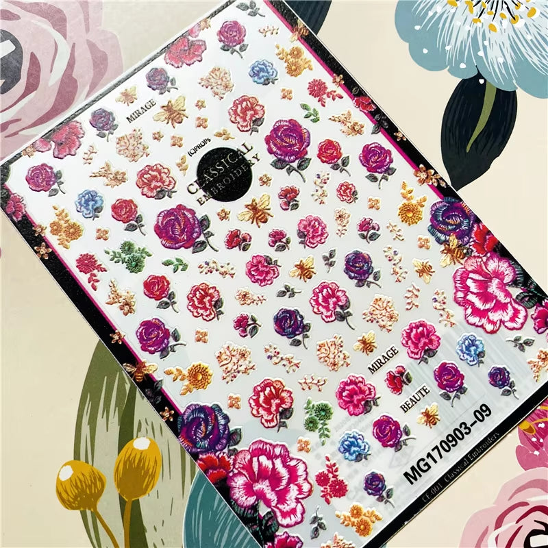 Red Rose Flower of Love Series 3D Back Glue Nail Decal Nail Sticker Nail Decoration Nail Art Nail Tool Nail Ornament