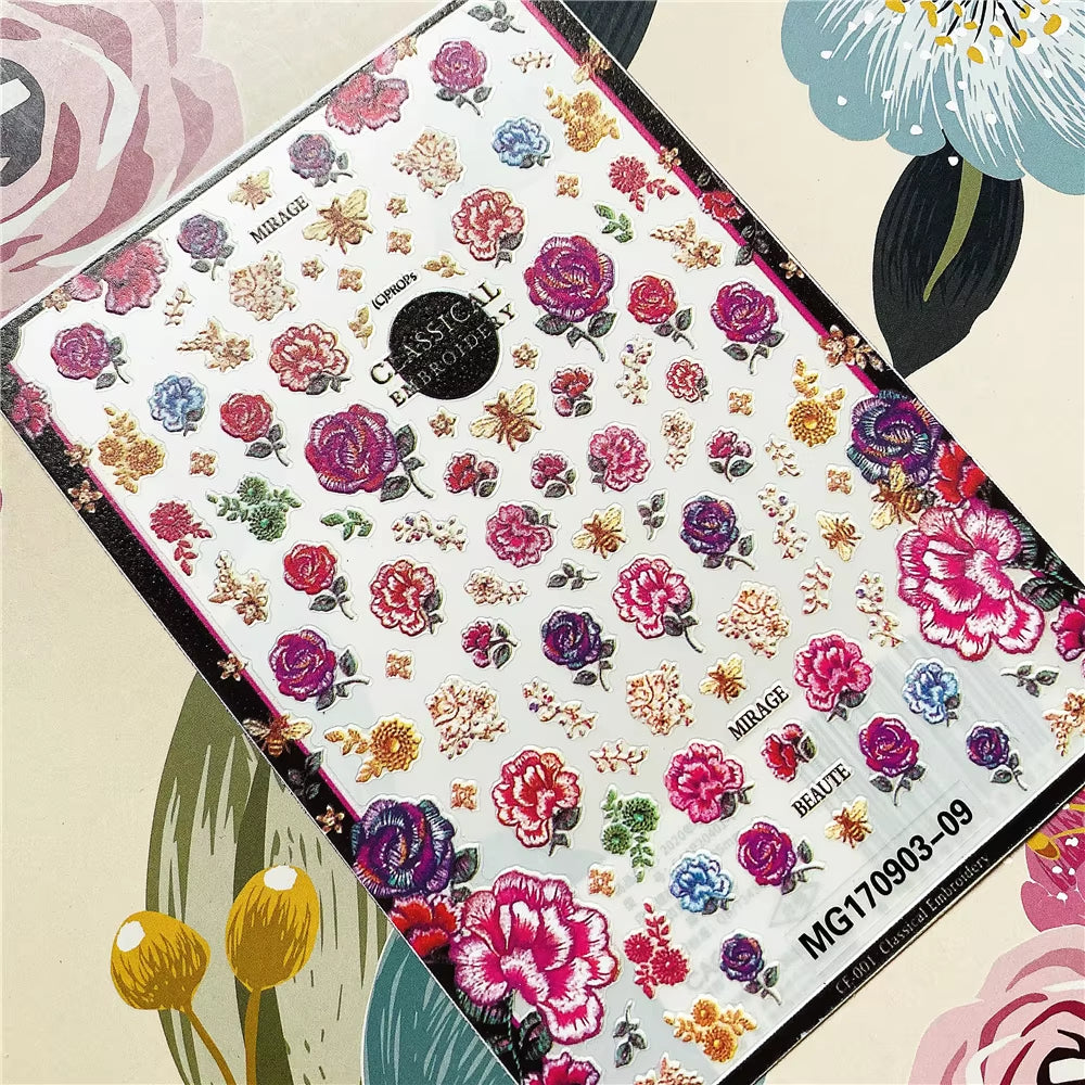 Red Rose Flower of Love Series 3D Back Glue Nail Decal Nail Sticker Nail Decoration Nail Art Nail Tool Nail Ornament