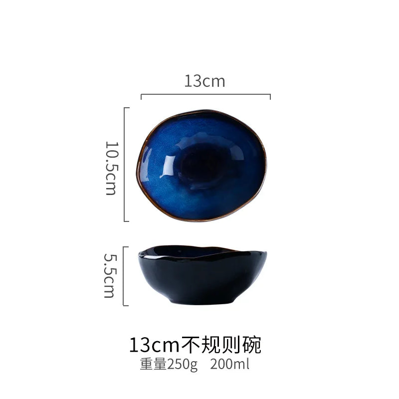 Creative Japanese-Style Ceramic Tableware Household Dishes Irregular Noodle Bowls Soup Bowls Fish Dishes Sushi Sashimi Dishes