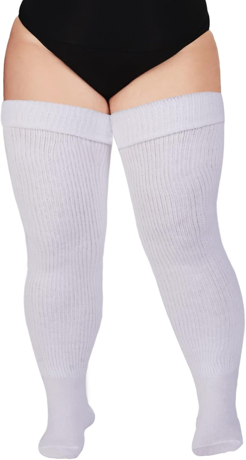 Plus Size Womens Thigh High Socks for Thick Thighs- Extra Long & Thick over the Knee Stockings- Leg Warmer Boot Socks