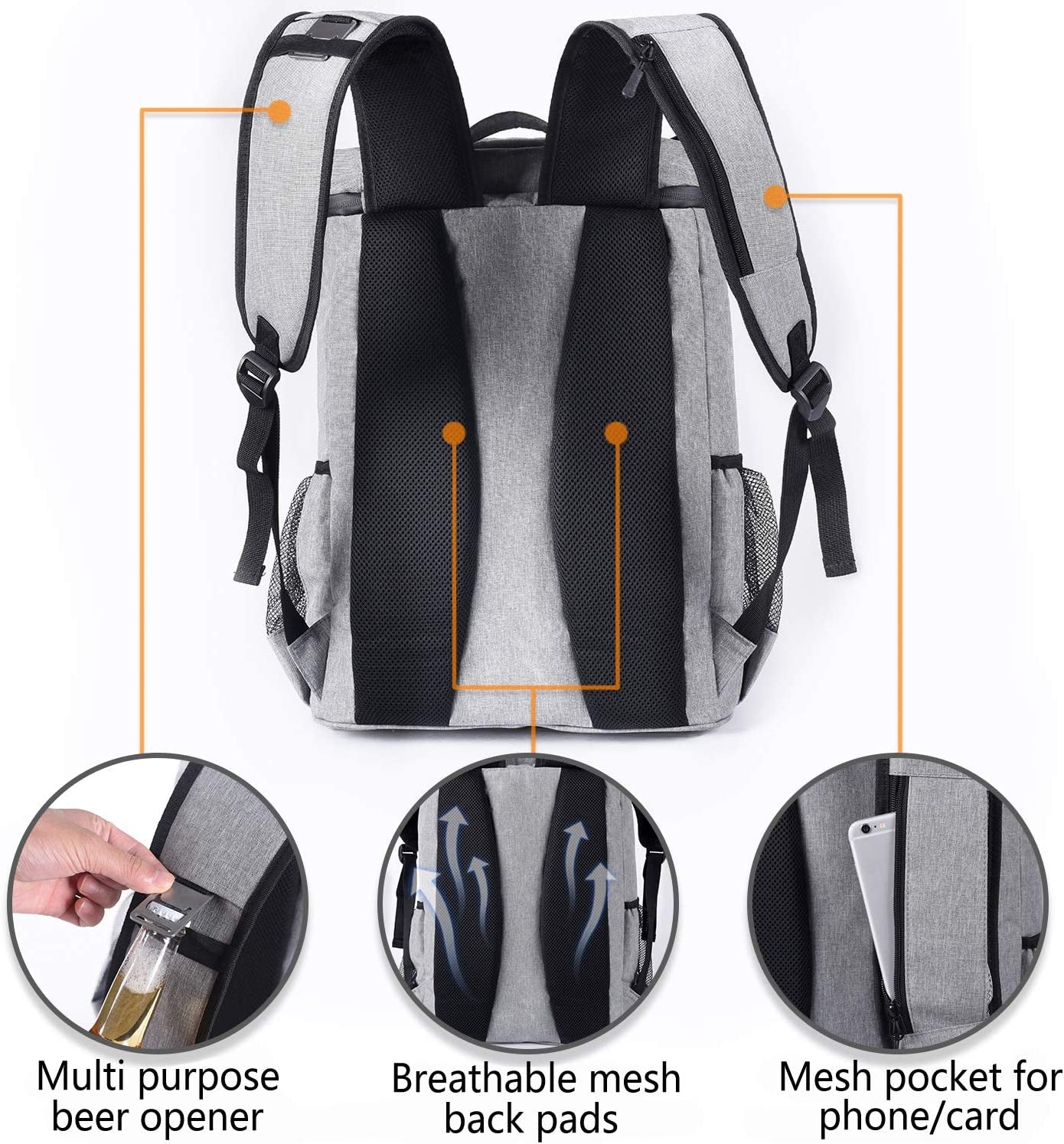 Leakproof Insulated Backpack Cooler - Lightweight Waterproof Bag for Men & Women, Perfect for Work, Lunch, Picnics, Camping & Hiking - Holds 30 Cans