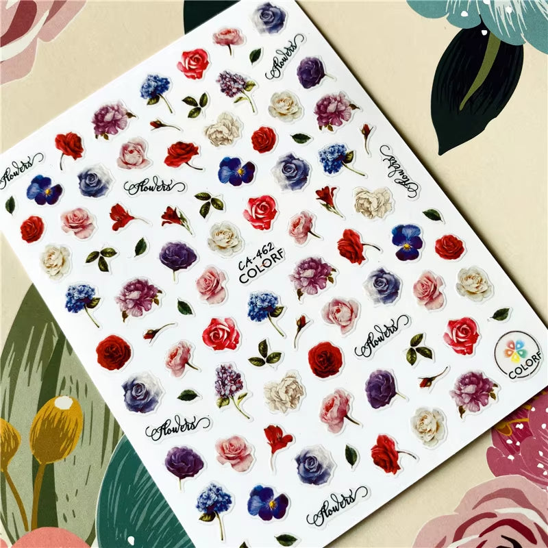 Red Rose Flower of Love Series 3D Back Glue Nail Decal Nail Sticker Nail Decoration Nail Art Nail Tool Nail Ornament