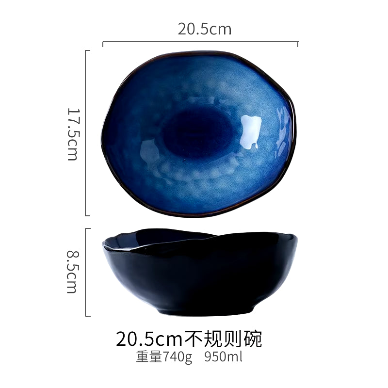 Creative Japanese-Style Ceramic Tableware Household Dishes Irregular Noodle Bowls Soup Bowls Fish Dishes Sushi Sashimi Dishes