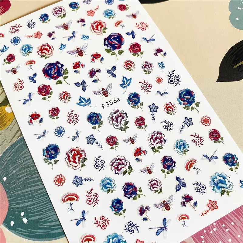Red Rose Flower of Love Series 3D Back Glue Nail Decal Nail Sticker Nail Decoration Nail Art Nail Tool Nail Ornament